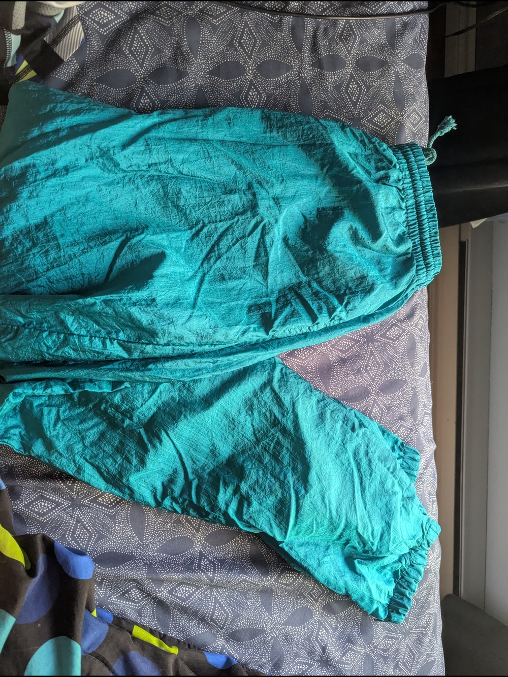Teal Elastic-Waist Bottoms
